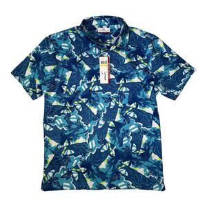 Grand Slam Golf Polo Shirt Men’s Medium Blue Print Performance Short Sleeve NWT